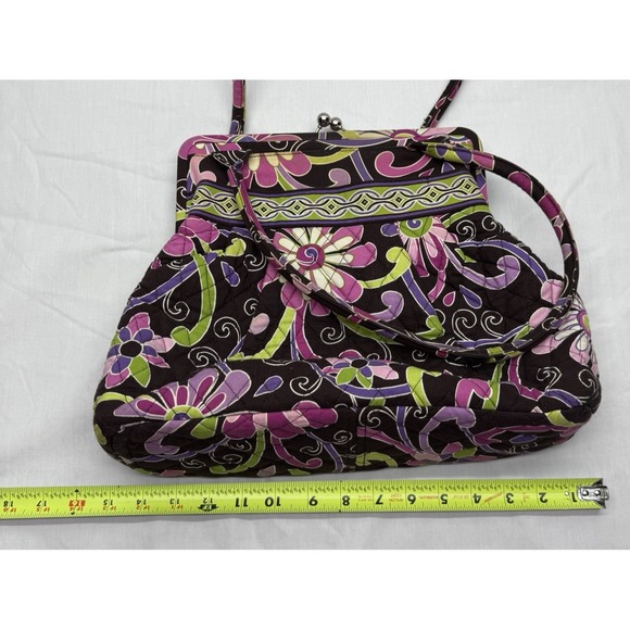 Vera Bradley Alice Loves Me Purple Punch Kiss Lock Purse Bag Quilted Retired - Picture 14 of 14